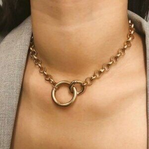 ¥ NEW 18K Gold Punk Miami Cuban Choker Necklace